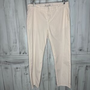 WOMENS FRANK & EILEEN WICKLOW CHINO CROPPED RAW EDGE TWILL PANTS OFF WHITE 8‎